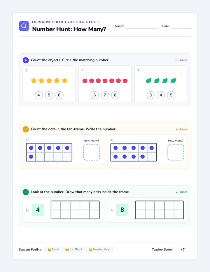 Number Hunt Quick Checks