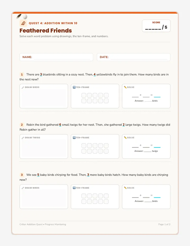 Feathered Friends Worksheet