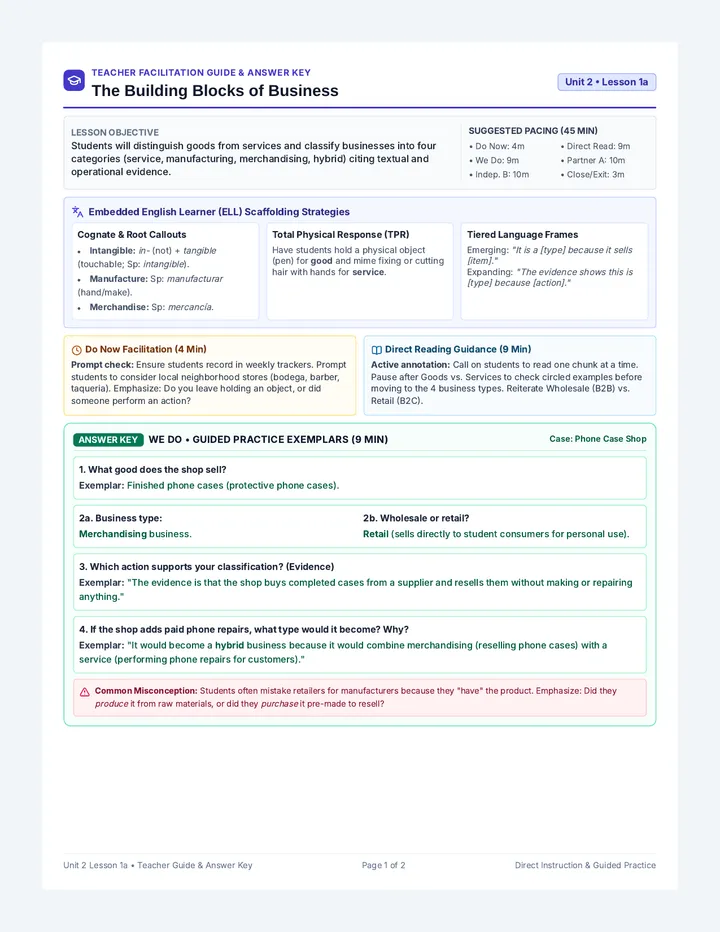 Business Building Blocks Teacher Guide