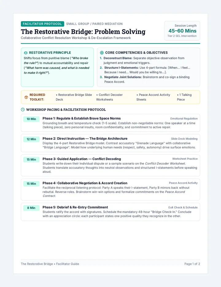 Restorative Bridge Lesson Plan