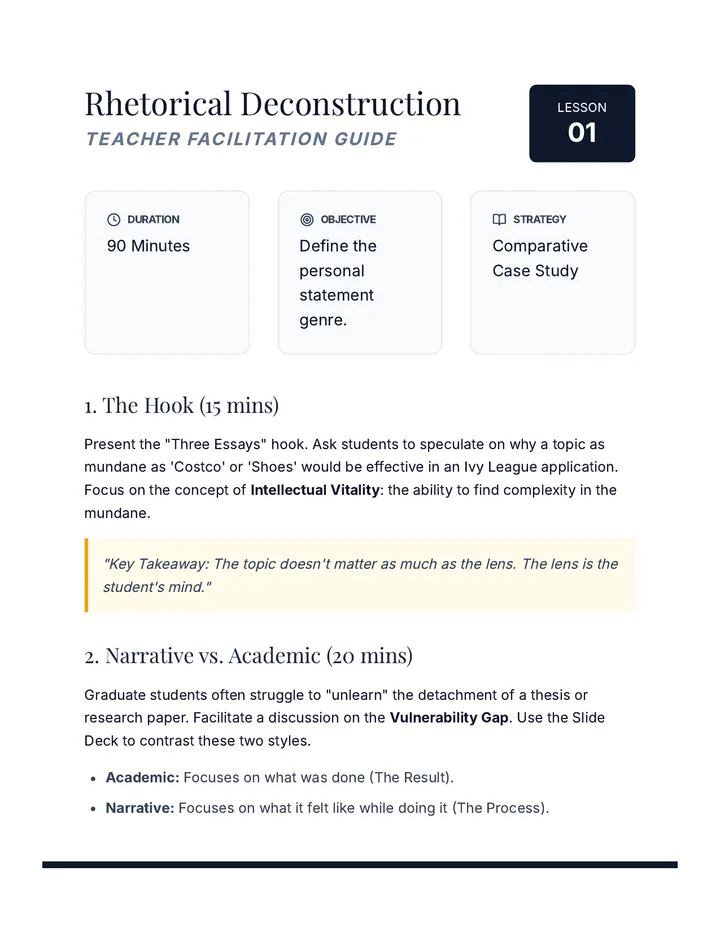 Rhetorical Deconstruction Teacher Guide