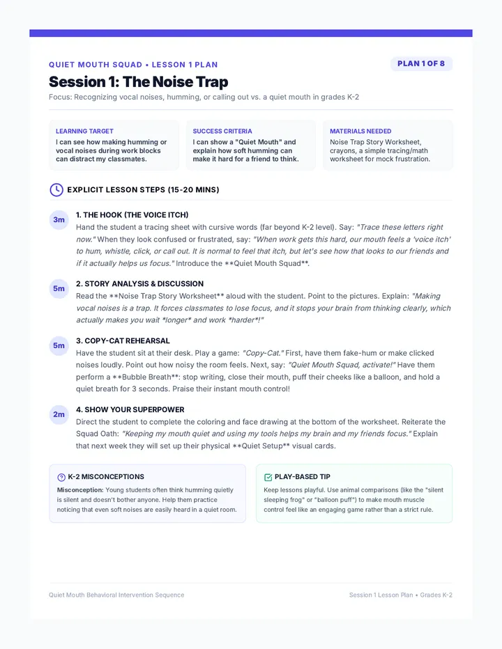 Noise Trap Lesson Plan