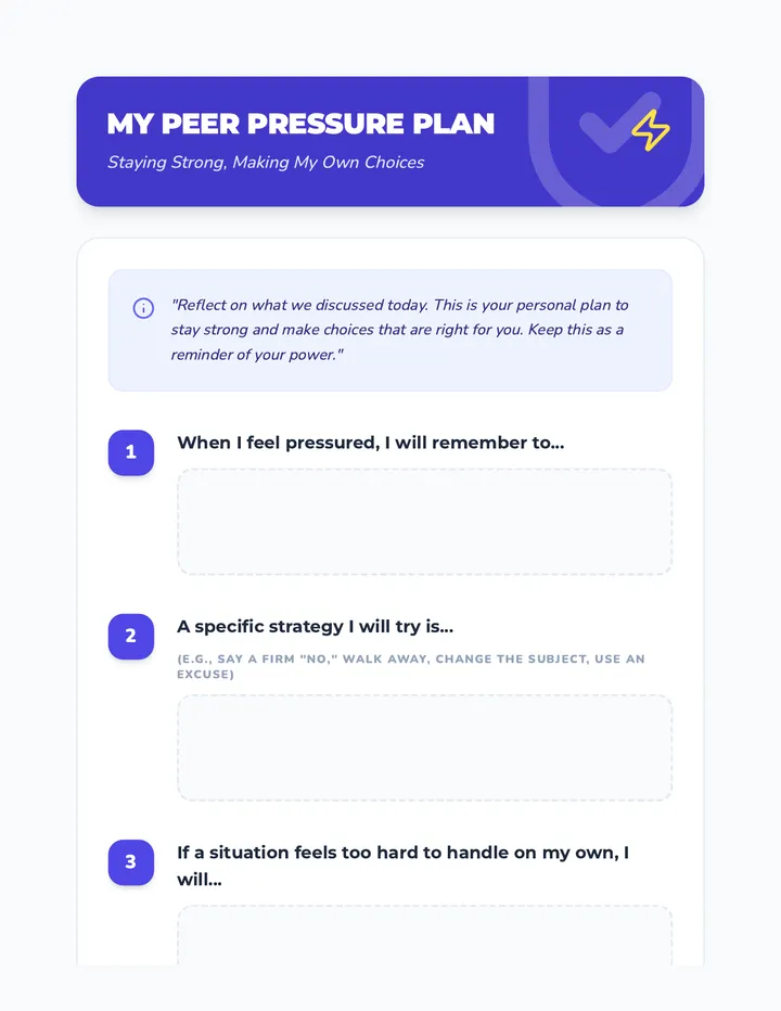 My Peer Pressure Plan Cool Down