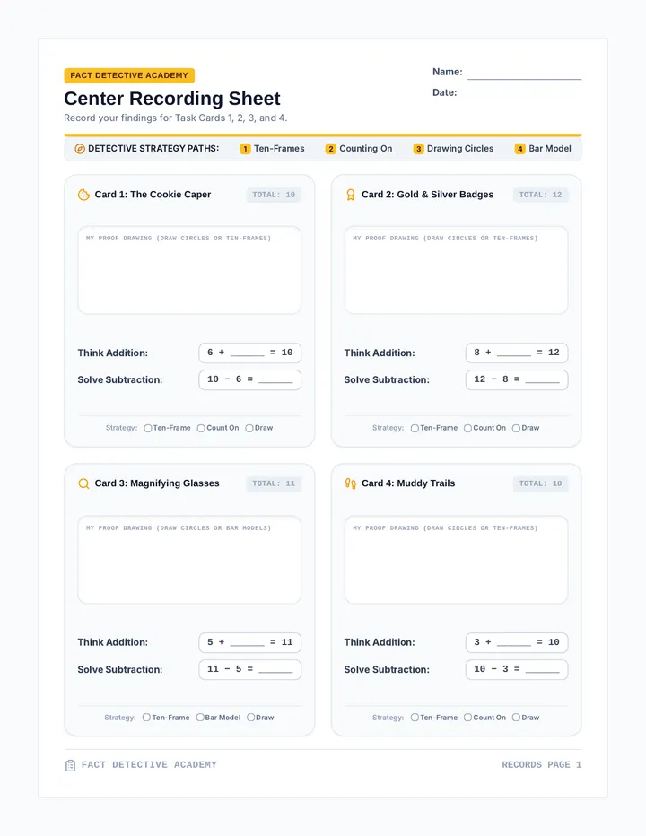 Fact Detective Recording Sheets