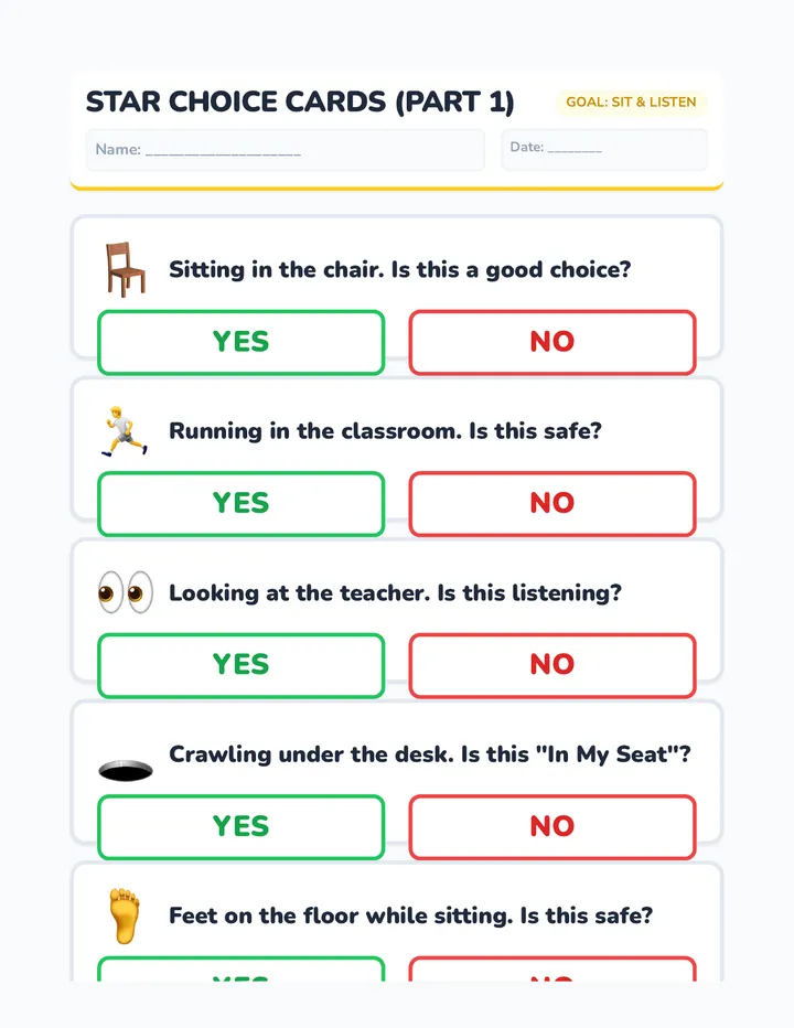 Star Student Scenarios Worksheet