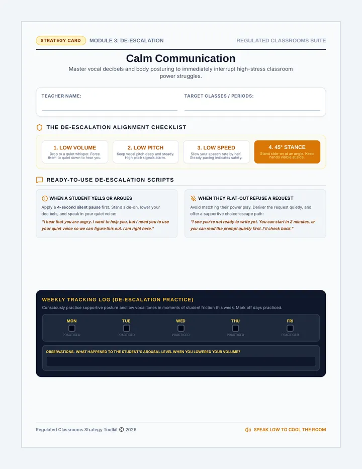 Calm Communication Strategy Card