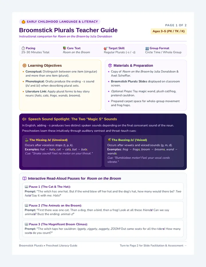 Broomstick Plurals Teacher Guide