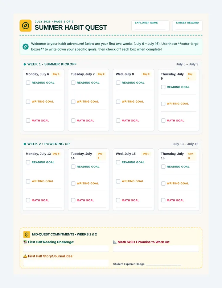 Summer Quest Planner