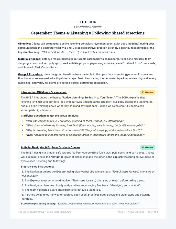 Active Listening Group Plan