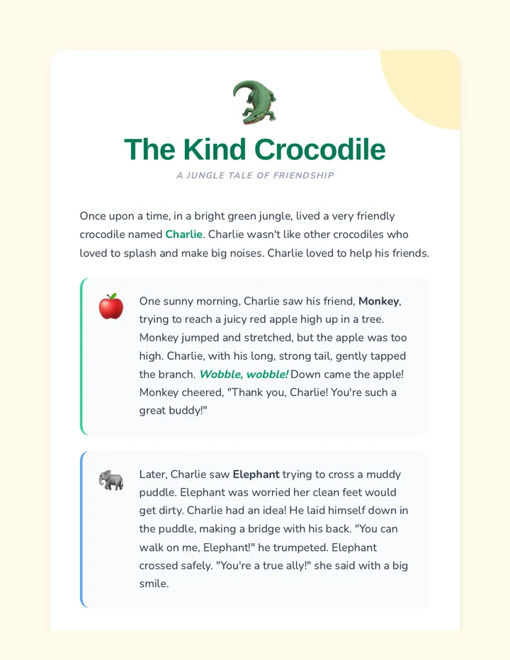 The Kind Crocodile Story Reading