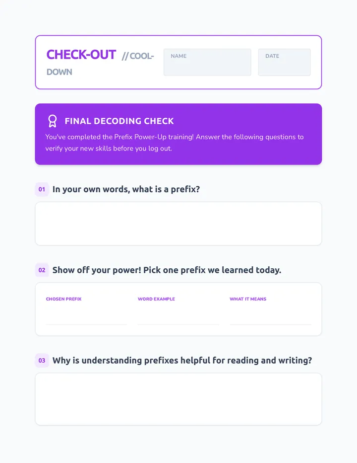 Prefix Check-Out Cool-Down