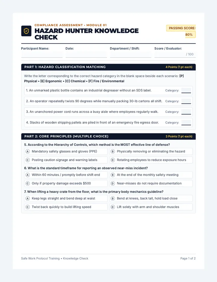 Hazard Hunter Quiz