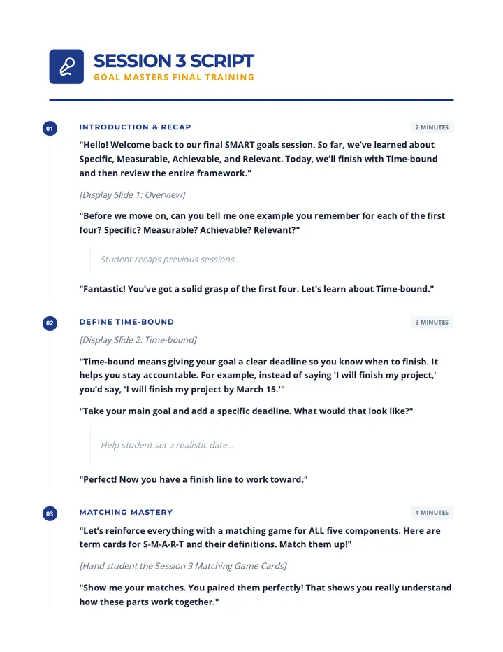Goal Masters Script S3 Document