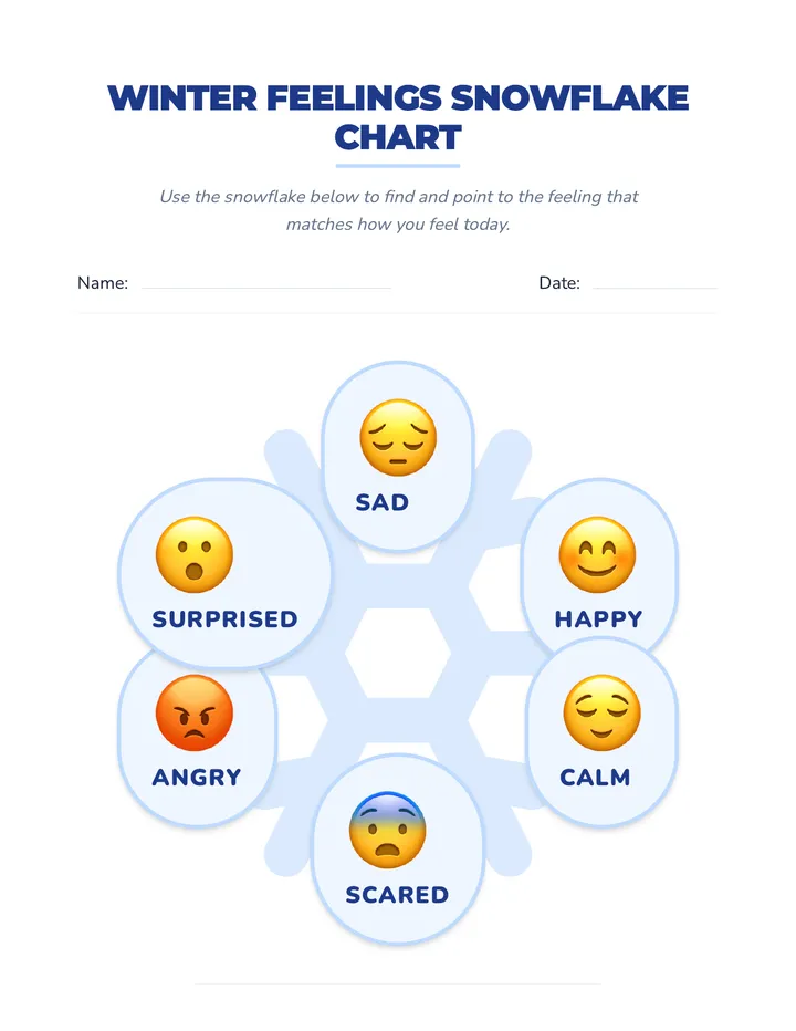 Winter Feelings Snowflake Chart Worksheet