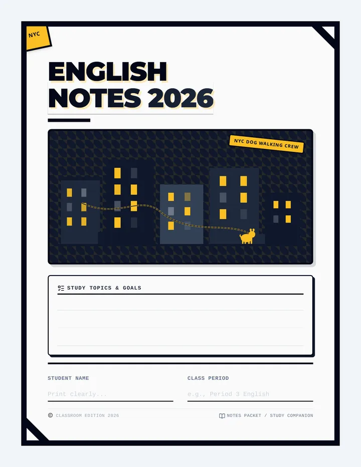 English Notes Cover Page