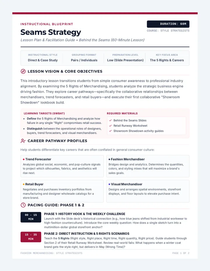 Seams Strategy Teacher Guide