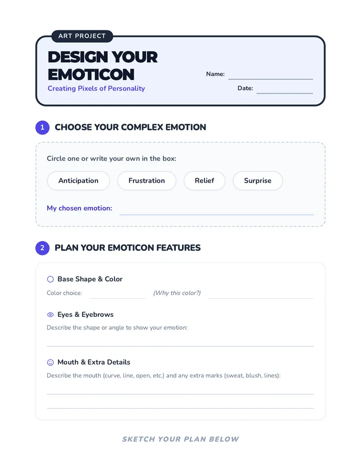 Design Your Emoticon Worksheet