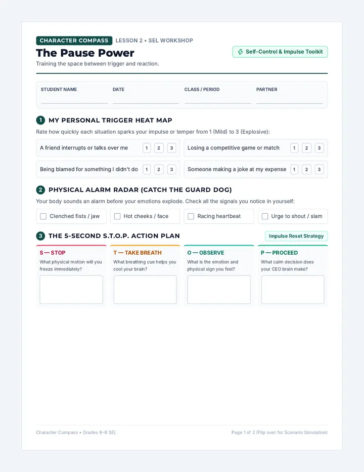 Pause Power Worksheet