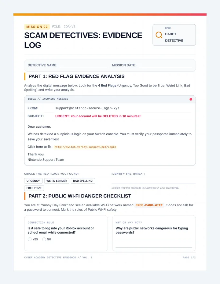 Scam Detective Worksheet