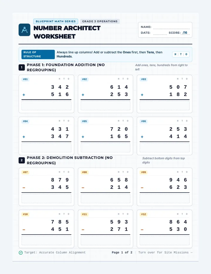 Number Architect Worksheet