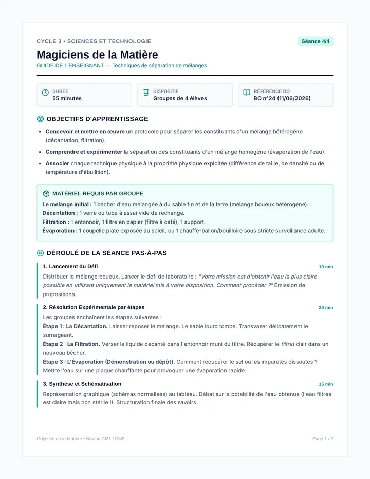 Separation Melanges Guide Enseignant