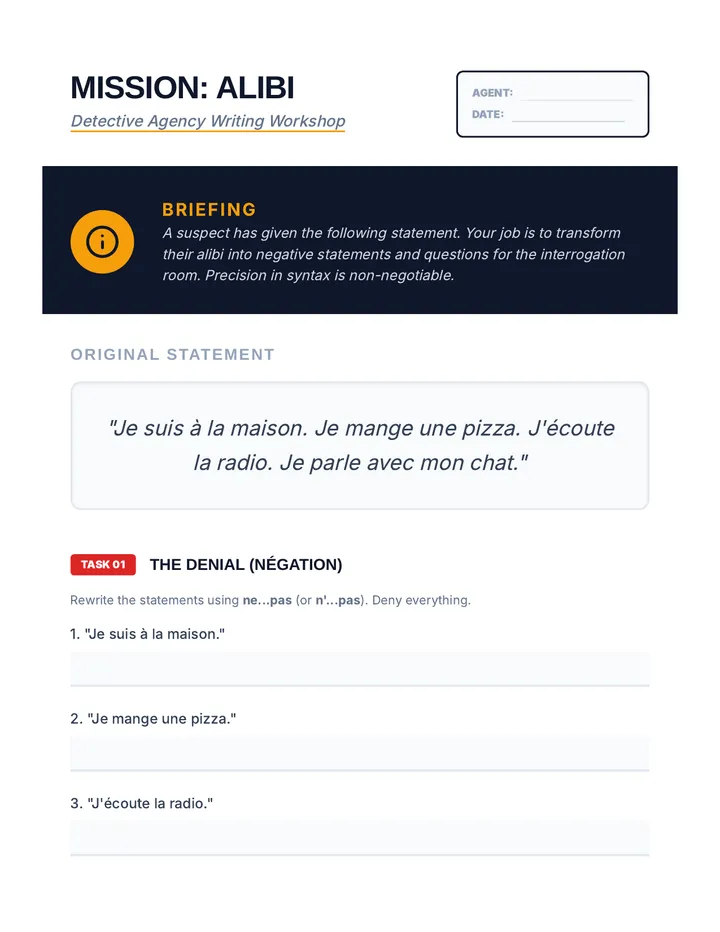 Alibi Syntax Worksheet