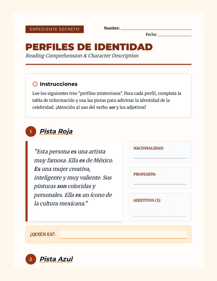 Mystery Profiles Worksheet