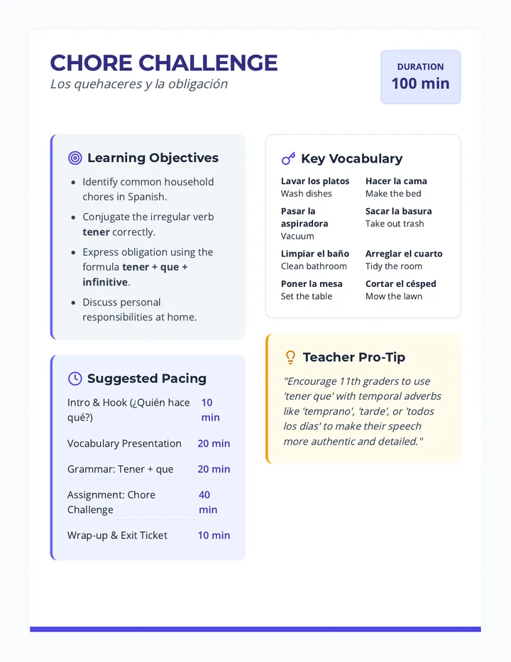 Chore Challenge Teacher Guide