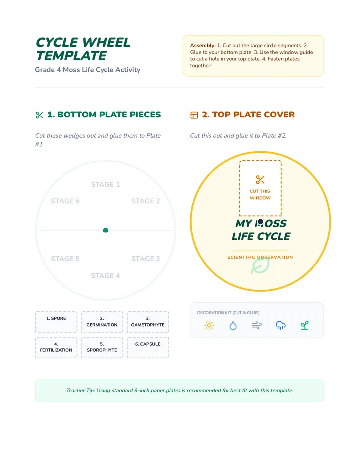 Moss Life Cycle Wheel Template