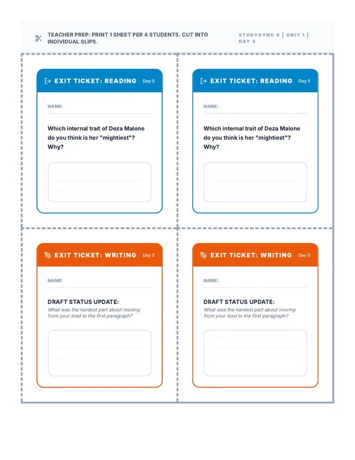 Day 5 Exit Tickets Initial