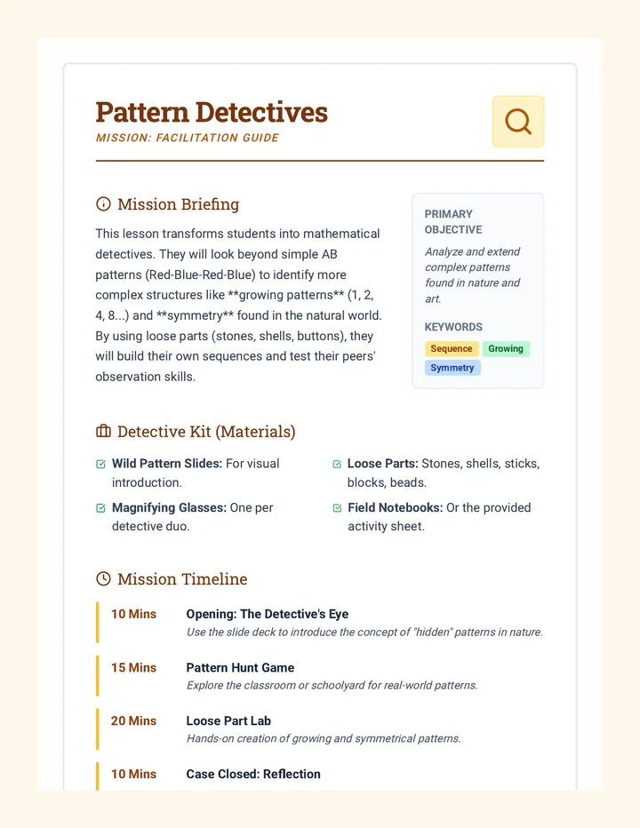 Pattern Detectives Facilitation Guide