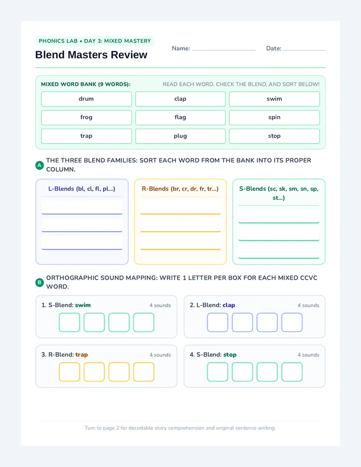 Blend Masters Worksheet