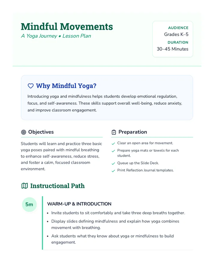 Mindful Movements Lesson Plan