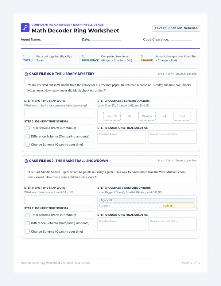 Math Decoder Ring Worksheet