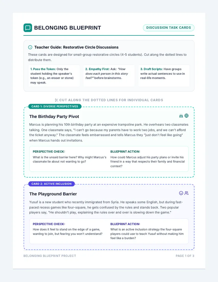 Belonging Blueprint Task Cards