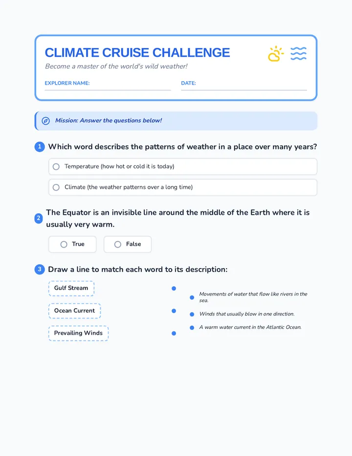 Climate Cruise Challenge Worksheet