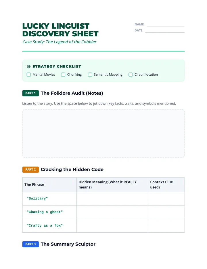 Lucky Linguist Discovery Sheet