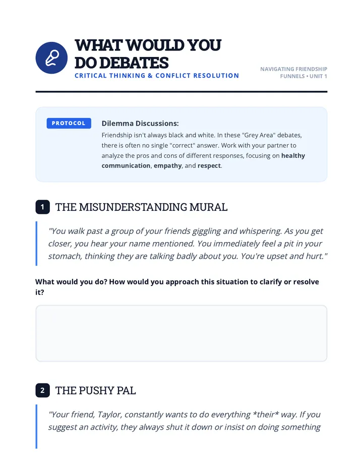What Would You Do Debates Worksheet