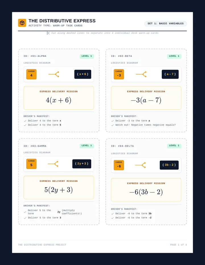 Distributive Express Task Cards