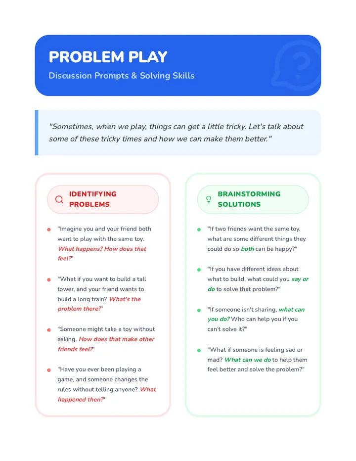 Discussion Prompts Solving Play Problems