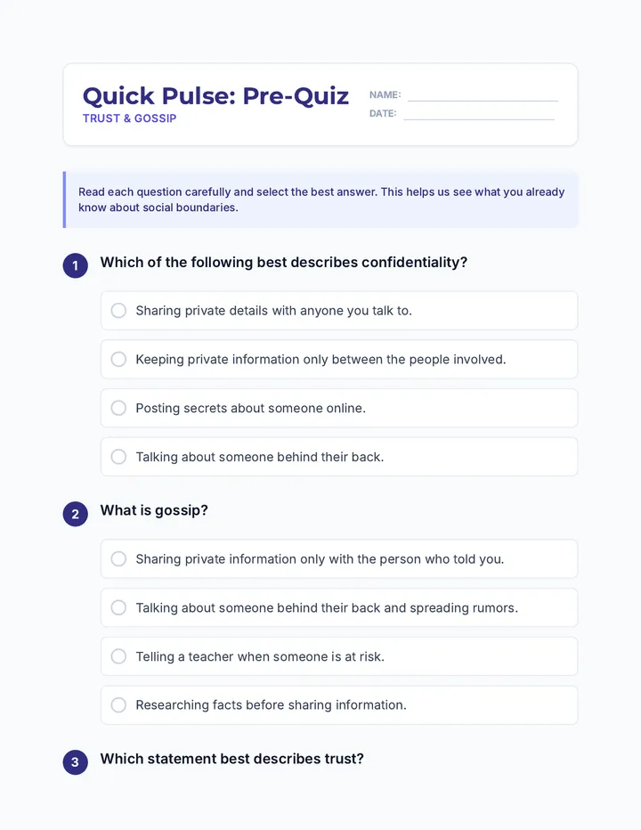 Quick Pulse Pre Quiz