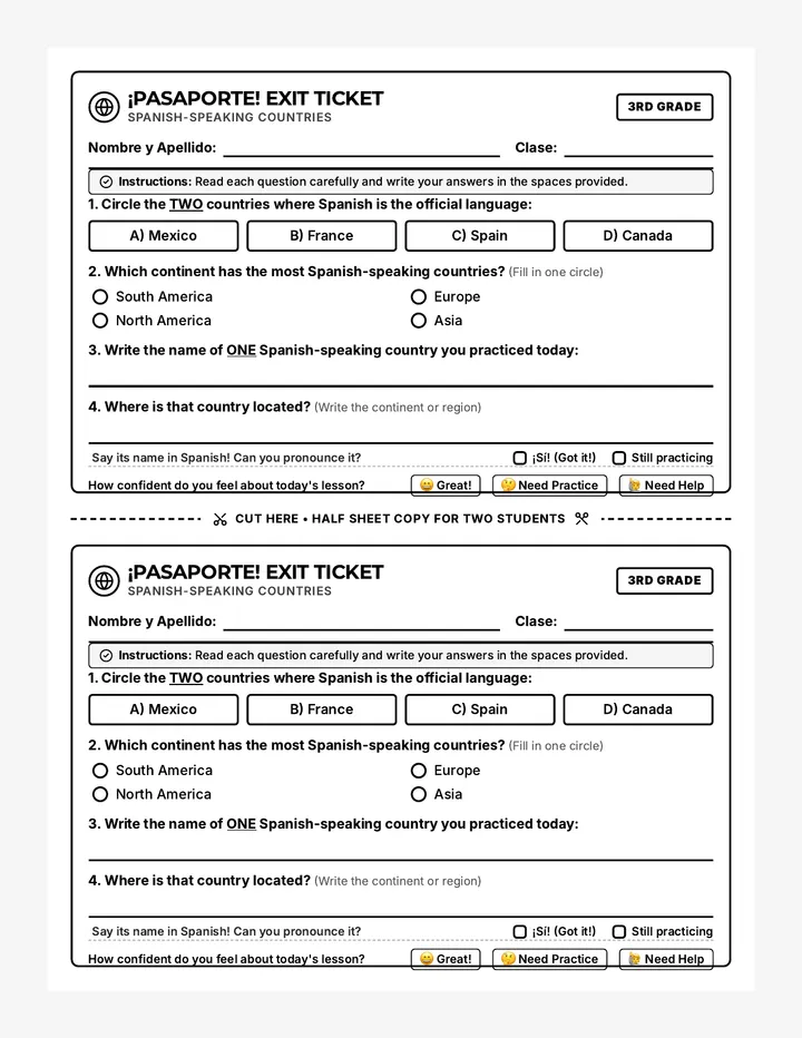 Country Explorer Exit Ticket