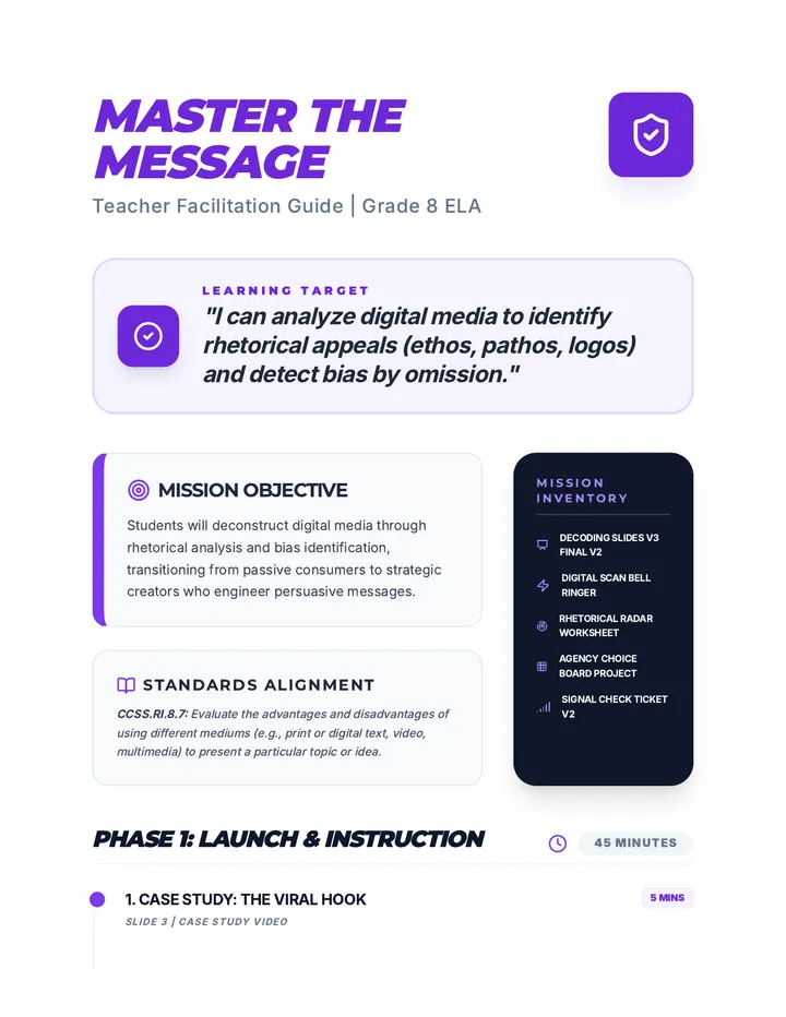 Master the Message Teacher Guide Project