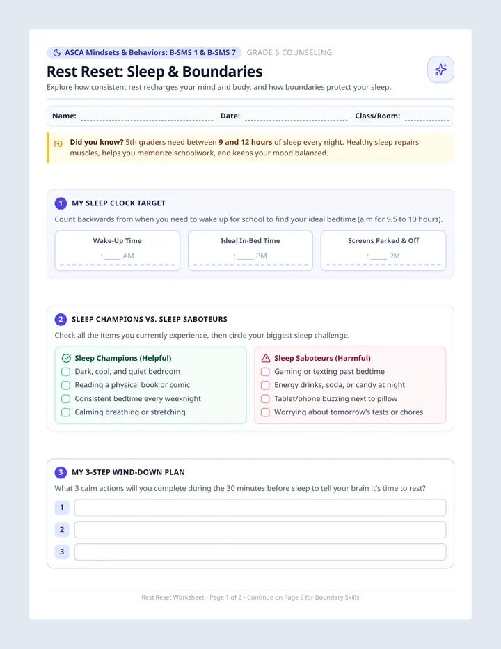 Rest Reset Worksheet