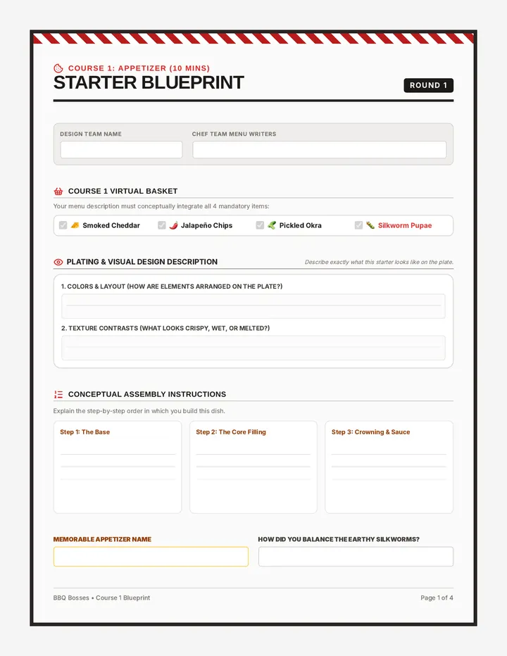 BBQ Blueprint Activity Sheet