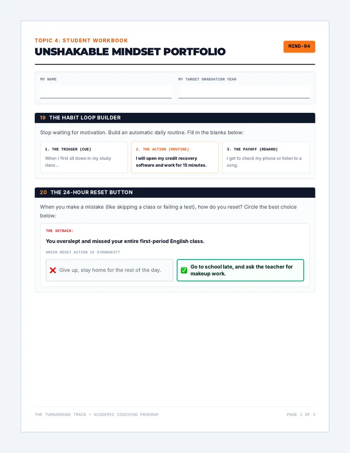 Unshakable Mindset Student Portfolio page 1