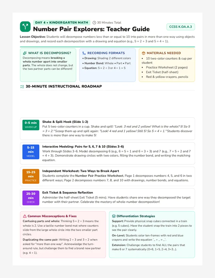 Number Pair Teacher Guide