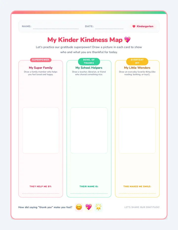 Kinder Kindness Student Worksheet