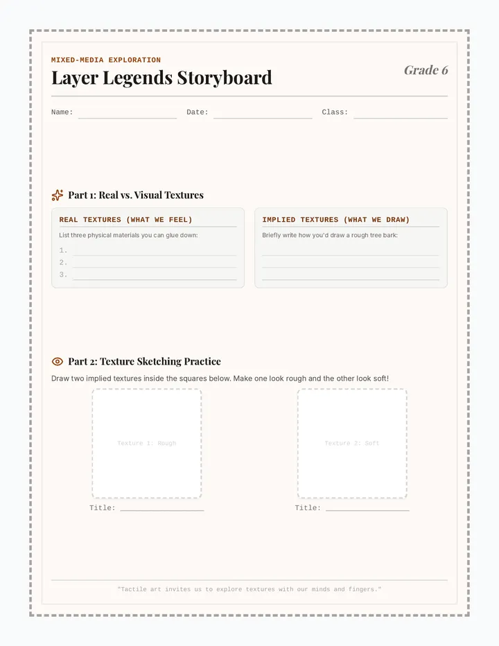 Layer Legends Storyboard Worksheet