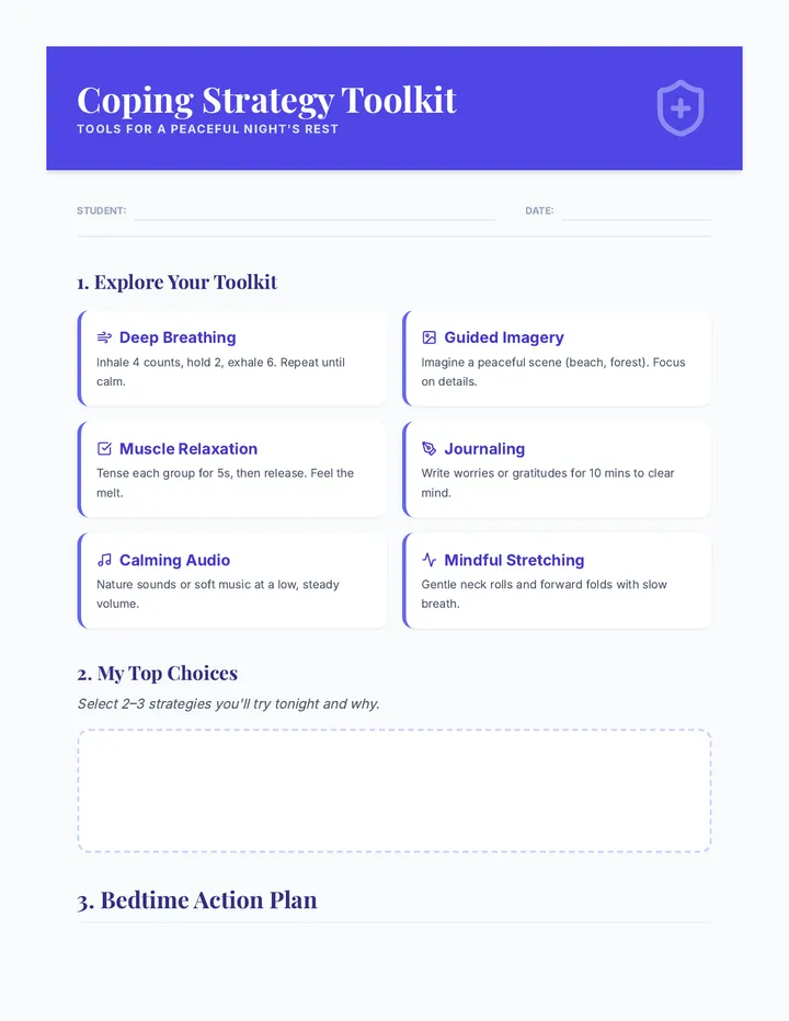Coping Strategy Toolkit Worksheet